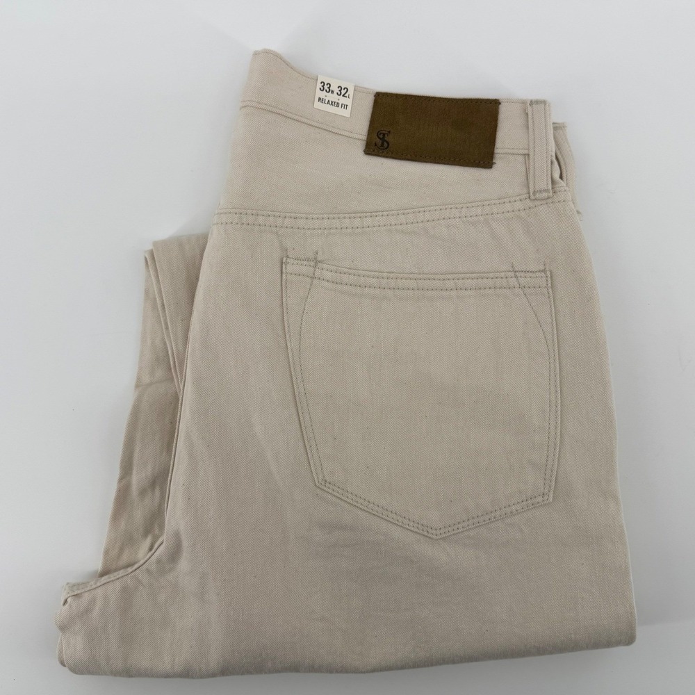 Todd Snyder Jeans Mens 33x32 Selvedge Denim Button Fly Relaxed Fit off white New